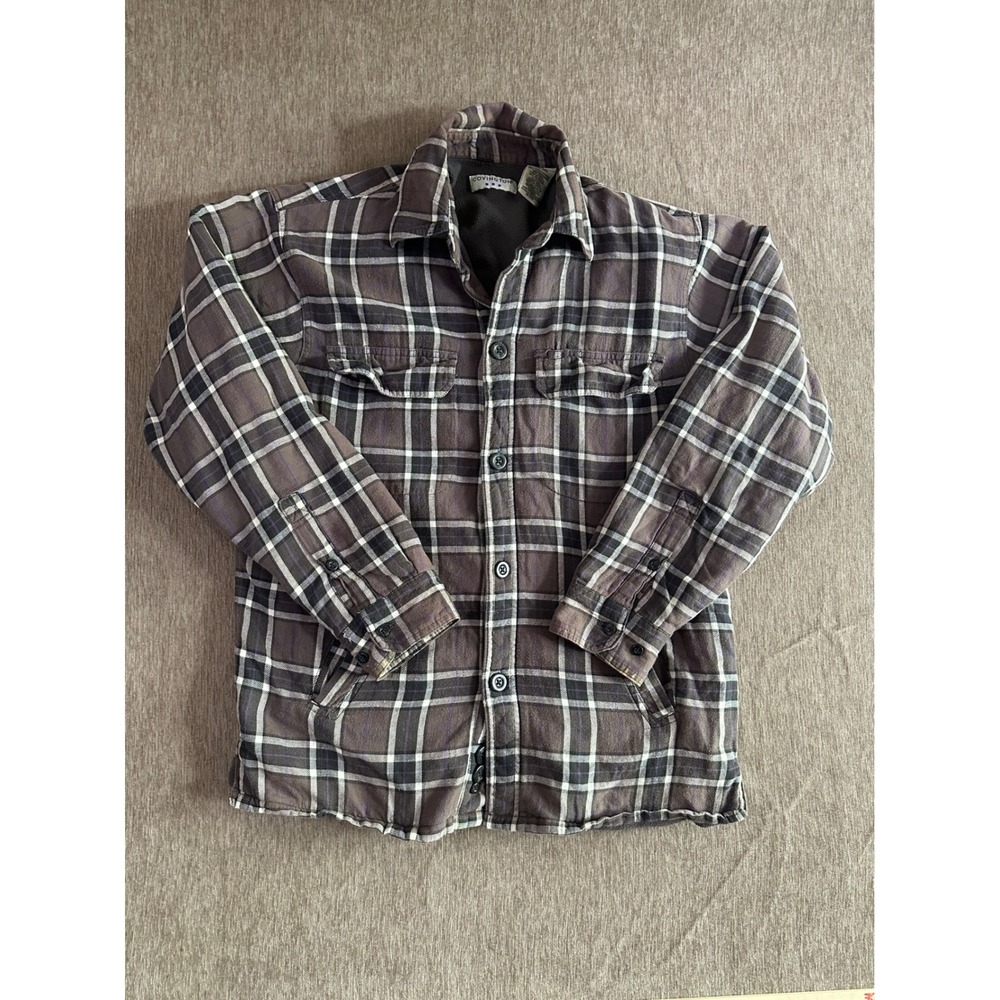 Covington Mens Brown Plaid Fleece Lined Flannel Shirt Jacket Small RN15099